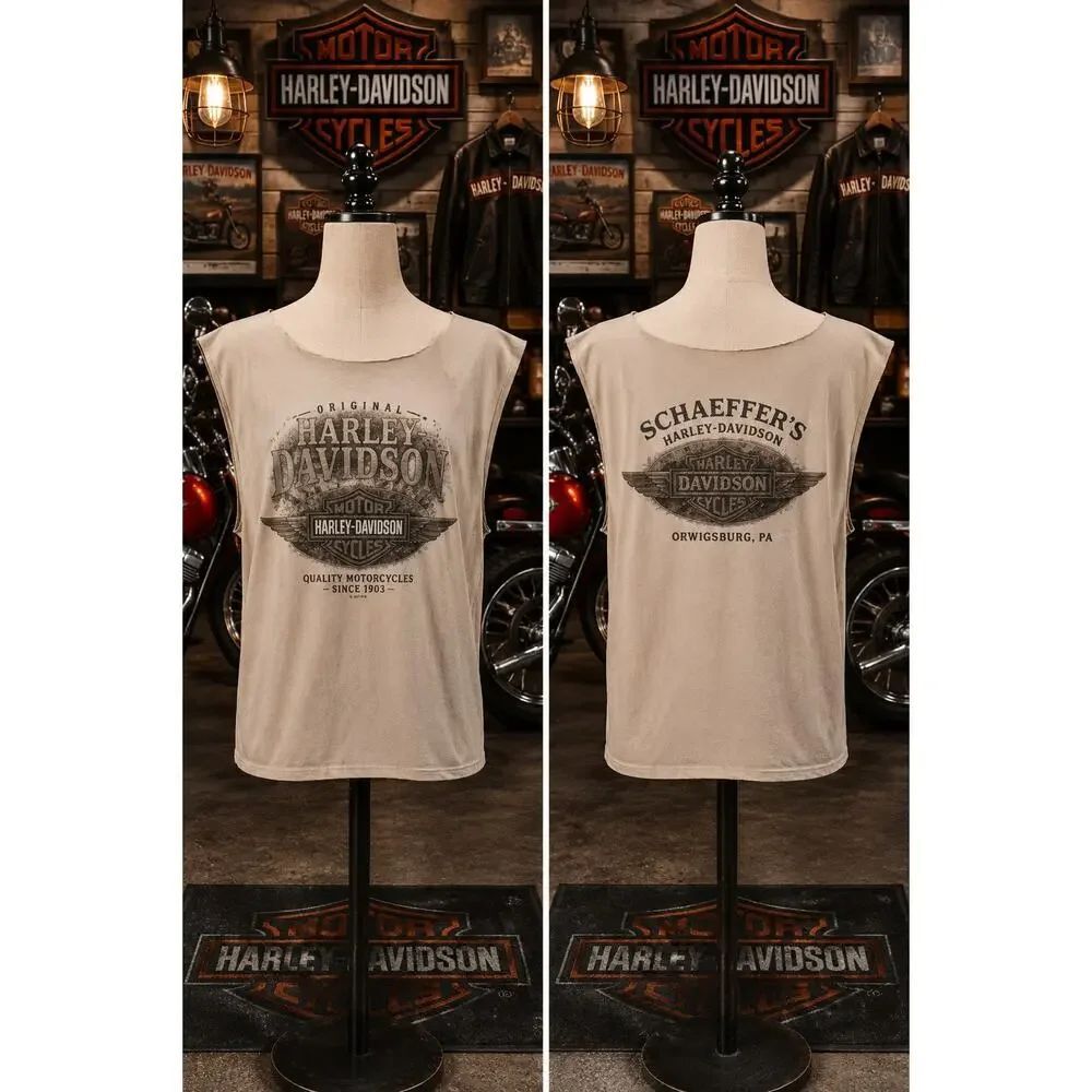 Vintage 2007 Harley Davidson Cutoff Biker Tee Orwigsburg PA XXL